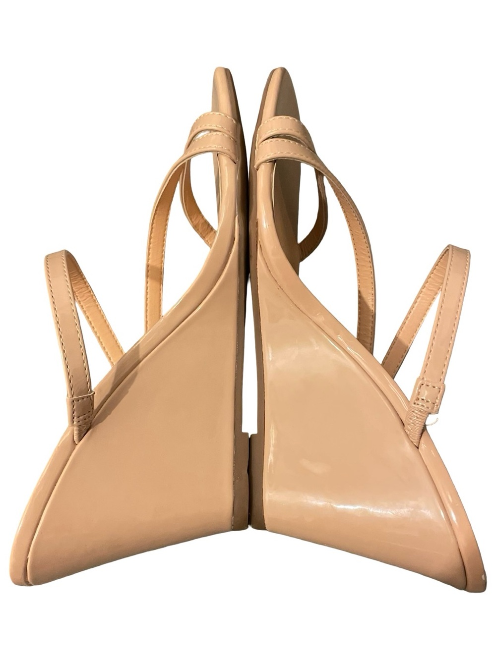 Sincerely Jules Cimmie Nude Patent Strappy Sandal Wedge Heels Size 7.5 - Picture 4 of 7